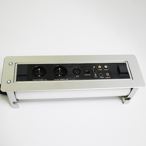 Hidden motorized electric flip up power desk socket
