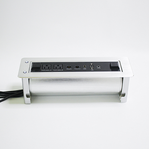 Motorized electric flip up rotate desktop socket for conference desk